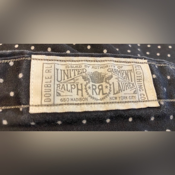 RRL Double RL Ralph Lauren Button Up Shirt Size XL Black With White Polka Dots - Picture 5 of 6